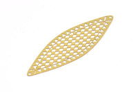 Brass Earring Charm , 6 Raw Brass Textured Marquise Earring Charms With 2 Holes Pendants, Findings (81x26mm) E474