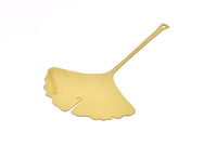 Brass Earring Charm , 4 Raw Brass Ginkgo Leaf Earring Charms With 1 Hole Pendants, Findings (96x60mm) E528