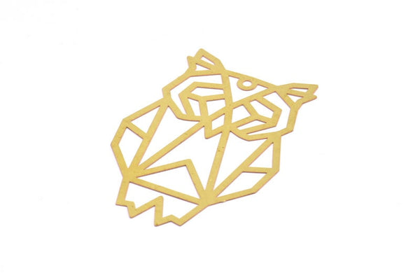 Brass Earring Charm , 4 Raw Brass Owl Earring Charms With 1 Loop Pendants, Findings (58x39mm) E502
