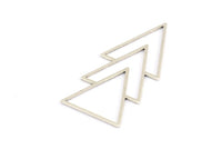 Silver Triangle Pendant, 4 Antique Silver Plated Brass Geometric Pendants (46x21x1mm) E034 H0208