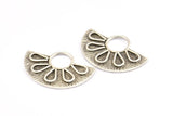 Semi Circle Pendant, 2 Antique Silver Plated Brass Semi Circle Pendants (28x19mm) A0212