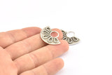 Semi Circle Pendant, 2 Antique Silver Plated Brass Semi Circle Pendants (28x19mm) A0212