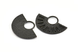 Semi Circle Pendant, 2 Oxidized Brass Black Semi Circle Pendants (28x19mm) A0741 S798