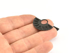 Semi Circle Pendant, 2 Oxidized Brass Black Semi Circle Pendants (28x19mm) A0741 S798