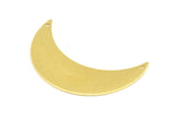 Crescent Moon Pendant, 10 Raw Brass Moons Pendants With 2 Holes (44x14x0.80mm) R083