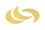 Crescent Moon Pendant, 10 Raw Brass Moons Pendants With 2 Holes (44x14x0.80mm) R083