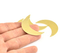 Crescent Moon Pendant, 10 Raw Brass Moons Pendants With 2 Holes (44x14x0.80mm) R083