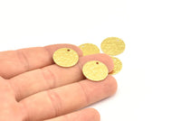 Brass Round Tag, 24 Raw Brass Textured Round Tags With 1 Hole, Stamping Tags (16x0.85mm) R066