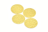 Brass Round Tag, 12 Raw Brass Textured Round Tags With 1 Hole, Stamping Tags (22x0.85mm) R087