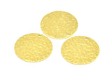 Brass Round Tag, 12 Raw Brass Textured Round Tags With 1 Hole, Stamping Tags (25x0.85mm) R065