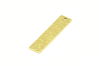 Brass Rectangle Bar, 12 Raw Brass Textured Rectangle Charms, Pendants With 1 Hole (35x8x0.85mm) Y113
