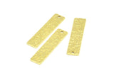 Brass Rectangle Bar, 12 Raw Brass Textured Rectangle Charms, Pendants With 1 Hole (35x8x0.85mm) Y113