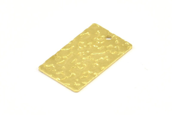 Brass Rectangle Bar, 12 Raw Brass Textured Rectangle Charms, Pendants With 1 Hole (25x15x0.85mm) Y253