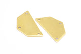 Raw Brass Pendant, 12 Raw Brass Five Edged Geometric Shape Blanks With 3 Holes (25x13x0.80mm) E197