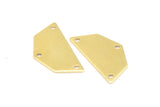 Raw Brass Pendant, 12 Raw Brass Five Edged Geometric Shape Blanks With 3 Holes (25x13x0.80mm) E197