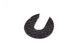 Black Geometric Pendant, 2 Oxidized Black Brass Geometric Fish Scale Textured Pendants With 2Loops, Charms, Earrings,(32mm) E190 S792