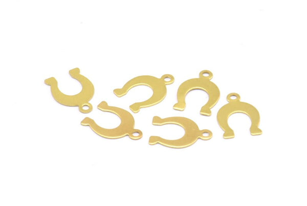 Raw Brass Charm, 100 Raw Brass U shape Charm With 1 Loop,Pendants, Findings (12x8mm) E294