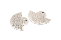 Semi Circle Pendant, 6 Antique Silver Plated Brass Hammered Semi Circle Blanks With 1 Hole, Geometric Pendant (24x17.5x0.7mm) BS 1905 H0258
