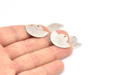 Semi Circle Pendant, 6 Antique Silver Plated Brass Hammered Semi Circle Blanks With 1 Hole, Geometric Pendant (24x17.5x0.7mm) BS 1905 H0258