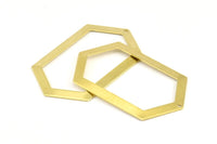 Brass Hexagon Blank, 6 Raw Brass Hexagon Charms, Pendants With 1 Hole (54x32x0.80mm) C039