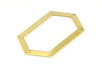 Brass Hexagon Blank, 6 Raw Brass Hexagon Charms, Pendants With 1 Hole (54x32x0.80mm) C039