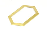 Brass Hexagon Blank, 6 Raw Brass Hexagon Charms, Pendants With 1 Hole (54x32x0.80mm) C039