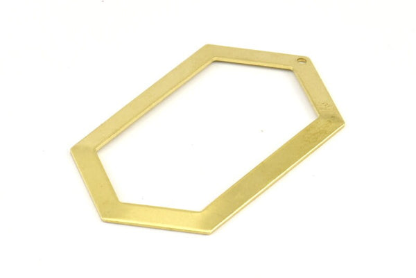 Brass Hexagon Blank, 6 Raw Brass Hexagon Charms, Pendants With 1 Hole (54x32x0.80mm) C039