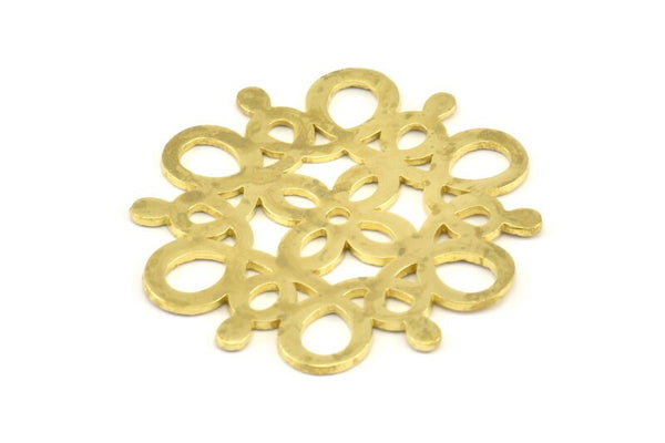 Brass Earring Charm, 2 Raw Brass Ethnic Motif Earring, Charms, Pendants, Findings (37x36mm) BRC012