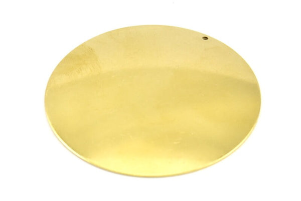 Huge Round Blank, 2 Raw Brass Convex Round Stamping Blanks With 1 Hole (60x0.80mm) B0074