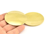 Huge Round Blank, 2 Raw Brass Convex Round Stamping Blanks With 1 Hole (52x0.80mm) Y281