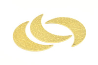 Crescent Moon Pendant, 10 Raw Brass Textured Moon Pendants With 2 Holes (44x14x0.80mm) V102