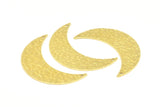 Crescent Moon Pendant, 10 Raw Brass Textured Moon Pendants With 2 Holes (44x14x0.80mm) V102