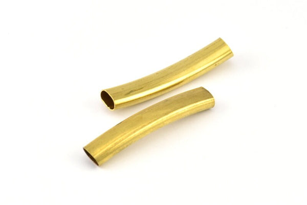 12 Oval Raw Brass Tubes (40x7.2x4.5mm) Sq30 Brc289