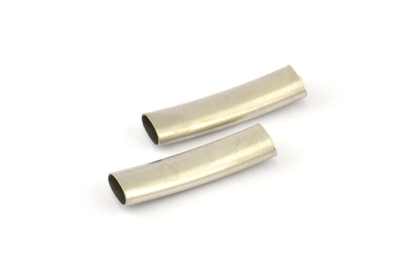 24 Oval Nickel Free Brass Silver Tubes  (24x6.2x3.4mm) Sq29  BRC268