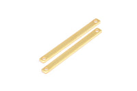 Tiny Bar Pendant, 12 Gold Plated Brass Connector Bars With 2 Holes (30x2.5x0.80mm) E391 Q0588