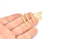 Tiny Bar Pendant, 12 Gold Plated Brass Connector Bars With 2 Holes (30x2.5x0.80mm) E391 Q0588