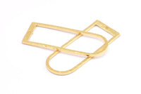 D Shape Rings, 2 Gold Plated Brass Hammered D Shape Connectors With 1 Hole, Rings  (47x18x1.4mm) BS 1894