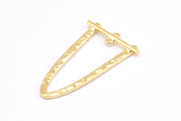 Gold Oval Pendant, 2 Gold Plated Brass Hammered Oval Pendants with 2 Loops, Necklace Findings (39x23x1.5mm) BS 1871