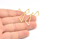 Open Triangle Charm, 6 Gold Plated Brass Triangle Charms with 1 Loop (27x9x1mm) BS 2185