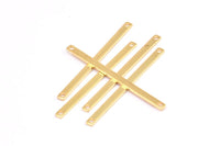 Tiny Bar Pendant, 8 Gold Plated Brass Connector Bars With 2 Holes (40x2.5x0.80mm) E395 Q0578