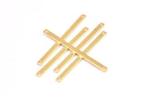 Tiny Bar Pendant, 8 Gold Plated Brass Connector Bars With 2 Holes (40x2.5x0.80mm) E395 Q0578