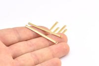 Tiny Bar Pendant, 8 Gold Plated Brass Connector Bars With 2 Holes (40x2.5x0.80mm) E395 Q0578