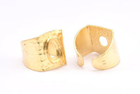 Adjustable Ring Setting, 1 Gold Plated Brass Adjustable Ring With 1 Oval Pad E270 Q0699