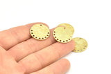 Brass Round Earring, 4 Raw Brass Hammered Round Earring With 10 Holes, Findings (20mm) Y231