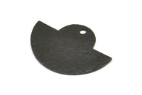 Semi Circle Pendant, 6 Oxidized Brass Black Hammered Semi Circle Blanks With 1 Hole, Geometric Pendant (24x17.5x0.7mm) BS 1905 S794