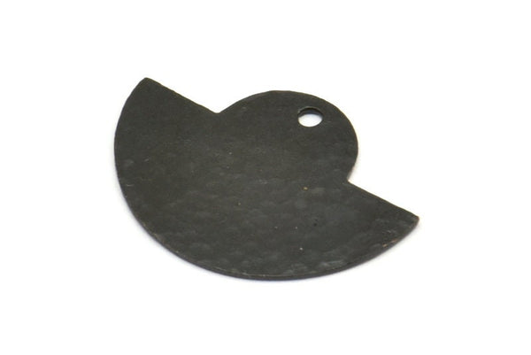 Semi Circle Pendant, 6 Oxidized Brass Black Hammered Semi Circle Blanks With 1 Hole, Geometric Pendant (24x17.5x0.7mm) BS 1905 S794