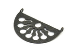 Black Ethnic Pendant, 2 Oxidized Brass Black Semi Circle Pendant With 2 Loops (38x21x1mm) BS 1941 S793