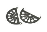 Black Ethnic Pendant, 2 Oxidized Brass Black Semi Circle Pendant With 2 Loops (38x21x1mm) BS 1941 S793