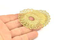 Brass Earring Charm, 4 Raw Brass Ethnic Motif Earring With 1 Loop Charms Pendants, Findings (55x48mm) E578