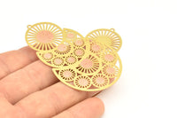 Brass Earring Charm, 6 Raw Brass Ethnic Motif Earring With 1 Loop Charms Pendants, Findings (64.5x38mm) E575
